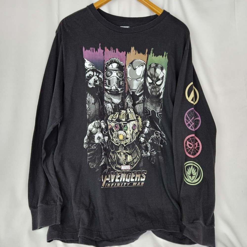 Marvel Avengers Shirt Adult XL Infinity War MCU Long Sleeve Graphic Tee Black